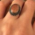Anthropologie Jewelry | Goldstone 925 Sterling Silver Ring In Rare Size 4.25! | Color: Orange/Silver | Size: 4.25