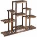 6-Tier Wooden Flower Stand for Plant Display Rack and Storage Shelf - 47.5" x 10" x 38" (L x W x H)