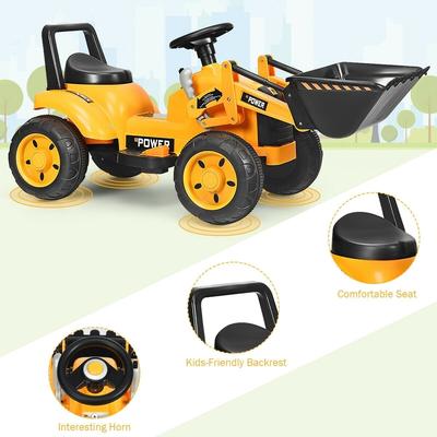 Kids Ride On Excavator Digger 6V Battery Powered Tractor -Yellow - 47.5" x 21.5" x 21.5" (L x W x H)