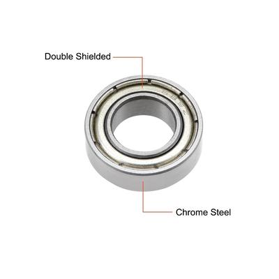 Deep Groove Ball Bearings Metric 8-12mm Double Shielded Chrome Steel ABEC-1 Z1 - 20 Pack - 608ZZ