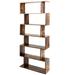 6-Tier S-Shaped Bookcase Z-Shelf Style Storage Bookshelf-Coffee - 31.5" x 9.5" x 76" (L x W x H)