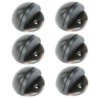 Oil Rubbed Bronze Solid Brass Door Stop Bumper Floor Mount 1.65" Dia. Dome Style Adjustable Height Pack of 6 Renovators Supply