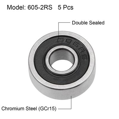 Deep Groove Ball Bearings Metric Double Sealed Chrome Steel ABEC-1 Z2 5pcs - 5mmx14mmx5mm