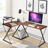 Costway 58'' x 44'' L-Shaped Computer Gaming Desk w/ Monitor Stand &
