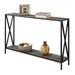 Weathered Grey Wood Console Sofa Table with Bottom Shelf and Metal Frame - 47.2"L x 9'W x 29"H