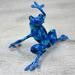 Handmade Copal Wood Blue Dancing Frog Figurine (Mexico) - 3.9" H x 3.9" W x 5.75" D