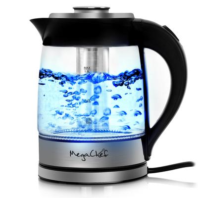1.8 Liter Cordless Glass and Stainless Steel Electric Tea Kettle with Tea Infuser - N/A