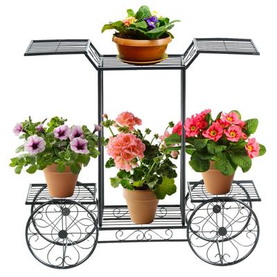 Gymax 6-Tier Garden Cart Stand Flower Rack Display Decor Flower Pot