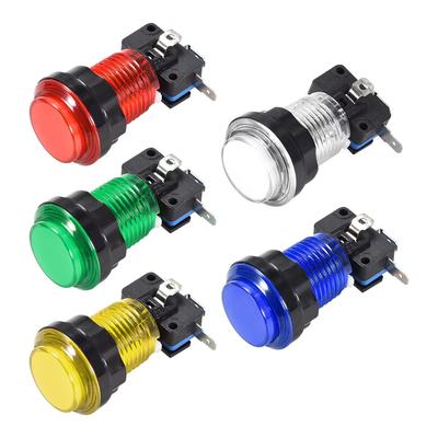 Game Push Button 12V LED Push Button Switch with Micro switch 5 Colors 10pcs - Red Green Yellow Blue White