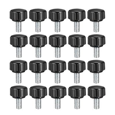 M5 x 10mm Male Thread Knurled Clamping Knobs Grip Thumb Screw on 20Pcs - Black,Silver Tone