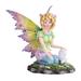 Q-Max 5.5"H Green Fairy with White Cat Statue Fantasy Decoration Figurine