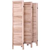 6 Panels Classic Venetian Wooden Slat Room Screen-Brown - Open size: 96.0" x 0.8" x 67.0"