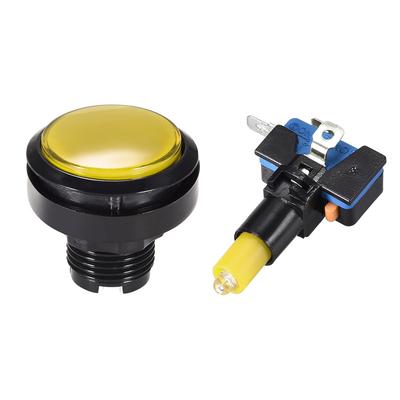 Game Push Button 46mm Round 12V LED Illuminated Push Button Switch 2pcs - Yellow - 2 Stück