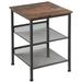 3-Tier Industrial End Side Table Nightstand Adjustable Shelves - 16'' x 16'' x 22'' (L x W x H)