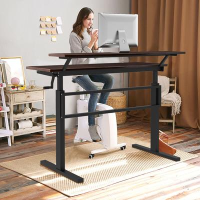 Gymax Standing Desk Crank Adjustable Sit to Stand Workstation with