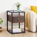 VECELO Modern 1-Drawer Nightstands with Tempered Glass Top