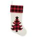 20" Cream White, Red, and Black Buffalo Plaid Tree Christmas Stocking