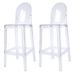 Set of 2 Clear Modern 30" Seat Bar Stool Counter Height With Back Plastic Chairs For Home Restaurant Office