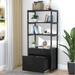 Bookcase Bookshelf, 4-Tier Modern File Cabinet with 2 Drawers