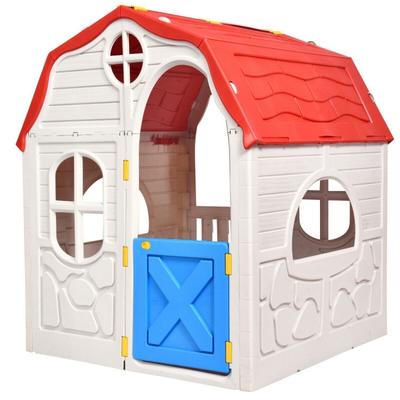 Kids Cottage Playhouse Foldable Plastic Indoor Outdoor Toy - 38.5" x 36" x 45.5" (L x W x H)