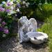 10" Gray Resting Angel Bird Feeder Outdoor Garden Statue