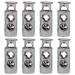 8pcs Spring Cord Locks Double Hole End Stoppers Fastener Silver Tone - Silver Tone