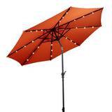 10 ft Patio Solar Umbrella with Crank and LED Lights - Orange
