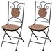 vidaXL Folding Bistro Chairs 2 pcs Ceramic Terracotta - 14.6" x 17.3" x 35"