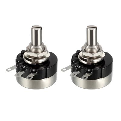 1K Ohm Variable Resistors Single Turn Rotary Carbon Film Potentiometer 2pcs - Black,Silver Tone