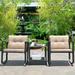 Gymax 3PCS Rattan Rocking Chair Table Set Patio Furniture Set w/