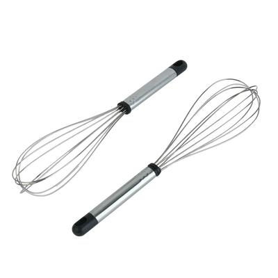Metal Handheld Rotary Egg Milk Cream Whisk Blender Mixer 2pcs - Black,Silver - 8.3" x 2"(L*Max.D)