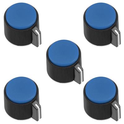 5Pcs 19x16mm Bakelite Potentiometer Volume Control Rotary Knob for 6mm Hole Blue - Black,Blue - 0.75'' x 0.63''(D*H)