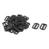 Outdoor Plastic Adjustable Backpack Strap Glide Buckle 1.9"Len 30pcs - Black