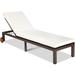 Back Adjustable Cushioned Patio Rattan Lounge Chair - Brown - 81''x 24''x 13''-35.5''(L x W x H)