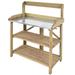 Outdoor Garden Workstation Potting Bench with Metal Top - 41.5" x 19.5" x 48" (L x W x H)