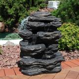 Rock Falls Outdoor Waterfall Water Fountain 24" Water Feature w/ LEDs
