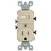 Leviton R51-T5225-0IS 15 Amp Ivory Toggle Switch & Receptacle