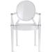 Set of 2 Stacking Lucite Chairs Transparent For Kitchen Patio Outdoor Dining Room Living Bedroom Party With Oval Back Office