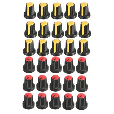 20Pcs 6mm Insert Shaft 17x15mm Plastic Potentiometer Rotary Knob - Yellow