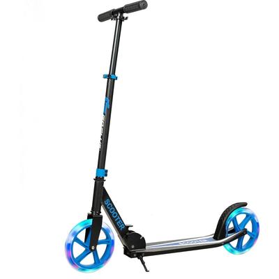 Portable Folding Sports Kick Scooter w/ LED Wheels-Blue - Blue