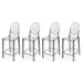 Set of 4 25" Seat Bar Stool Counter Height With Backs Plastic High Chairs Dining Molded Kitchen Transparent