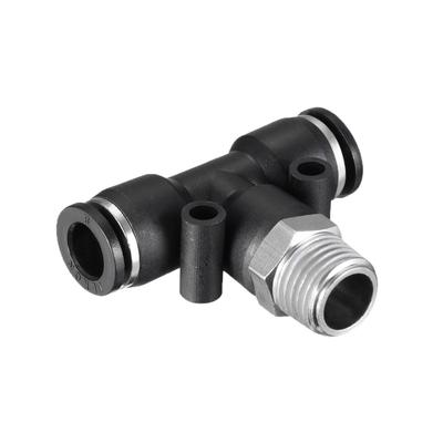 Push To Connect Fittings T Type Thread Tee 5/16"x 1/4"G Male Thread 2pcs - Black - 5/16"OD x 1/4" G