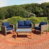 Clifdon 4-Piece Patio Furniture Set - Rattan and Acacia with Cushions