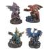 Q-Max 4-Piece Green, Blue, Red, and Purple Dragons Standing on Rock 3"H Fantasy Decoration Figurine Set