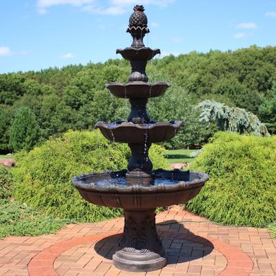 4-Tier Outdoor Water Fountain Grand Courtyard Style -Dark Chestnut-80" - 80"