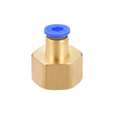 Push to Connect Tube Fitting 6mm Tube OD x 1/2NPT Female Thread - Golden,Blue - 1/2" G x 6mm