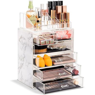Sorbus Luxe Marble Cosmetic Makeup and Jewelry Storage Case Display (4 Large, 2 Small Drawers, Marble Print)