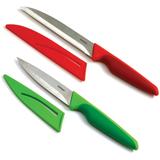 Norpro 2pc Grip-EZ Steel Blade Paring & Utility Tomato Knife Set with Sheaths - Multi