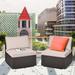 Costway 2PCS Patio Rattan Armless Sofa Sectional Furniture W/Cushion - 2-Piece Sets