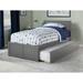 Orlando Twin Platform Bed with Footboard and Twin Trundle in Gray